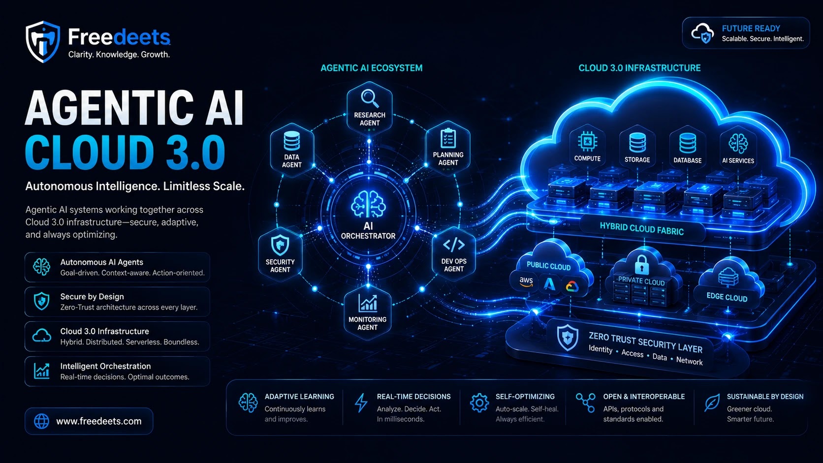 Abstract neural network connecting Agentic AI models to hybrid cloud enterprise servers